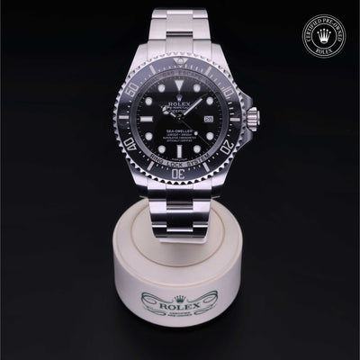 Rolex Certified Pre-owned Sea-Dweller M116660-0001 front on black background