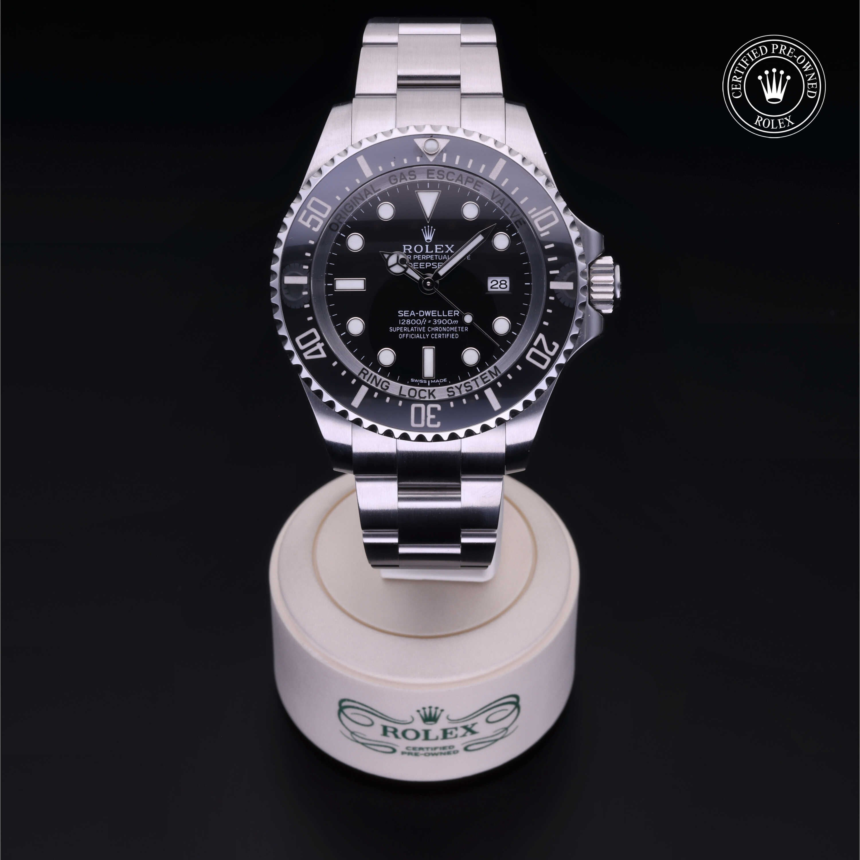 Rolex Certified Pre-owned Sea-Dweller M116660-0001 front on black background