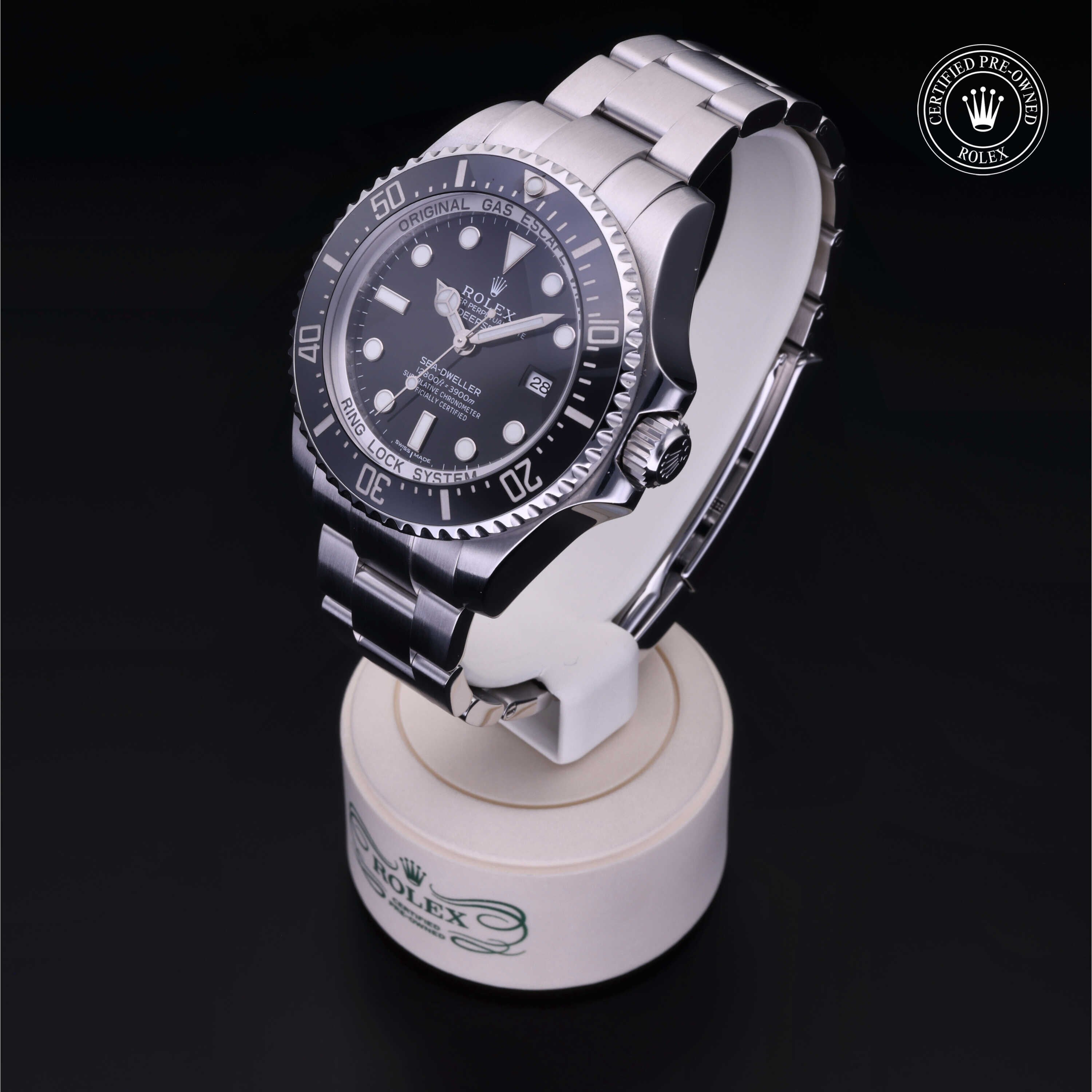 Rolex Certified Pre-owned Sea-Dweller M116660-0001 front on black background