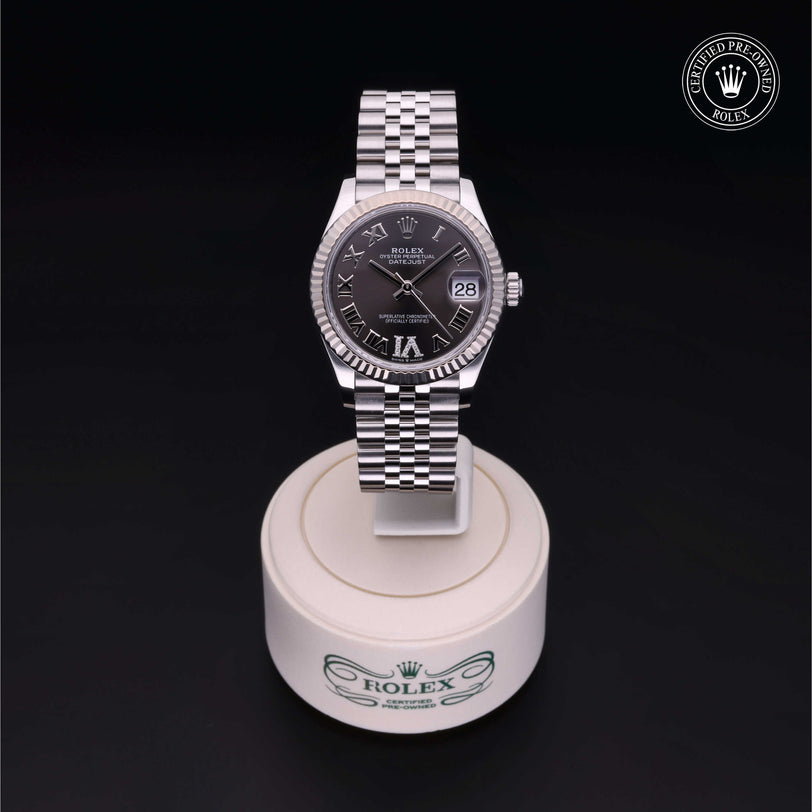 Rolex Certified Pre-owned Lady Datejust M278274-0028 front on black background