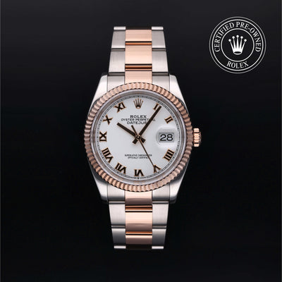 Rolex Certified Pre-owned Datejust M126231-0016 front on black background