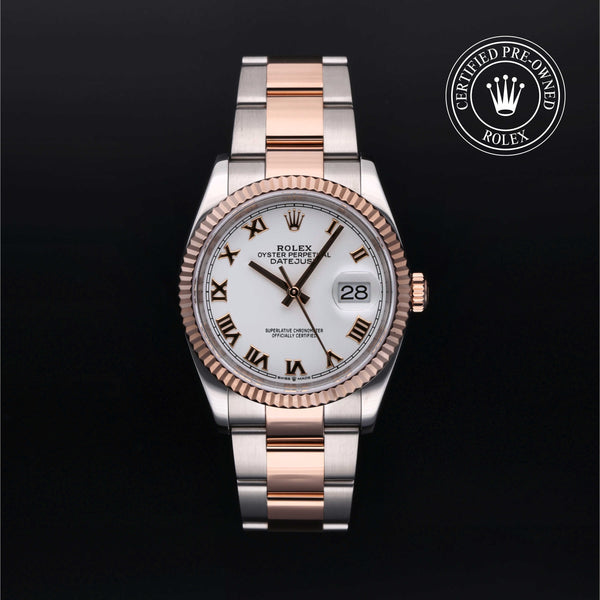 Rolex Certified Pre-owned Datejust M126231-0016 front on black background