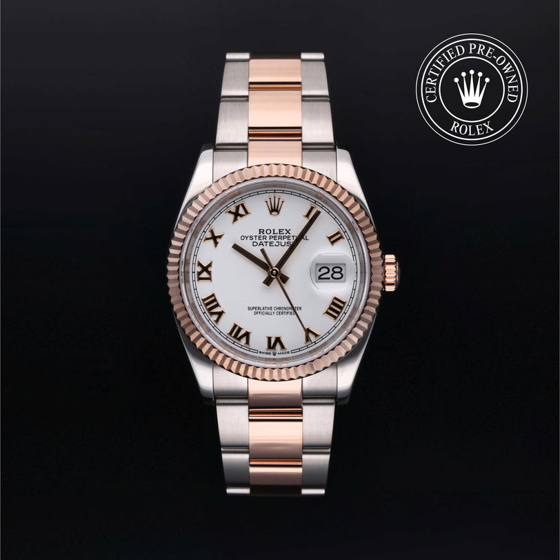 Rolex Certified Pre-owned Datejust M126231-0016 front on black background