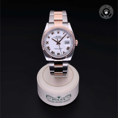 Rolex Certified Pre-owned Datejust M126231-0016 front on black background