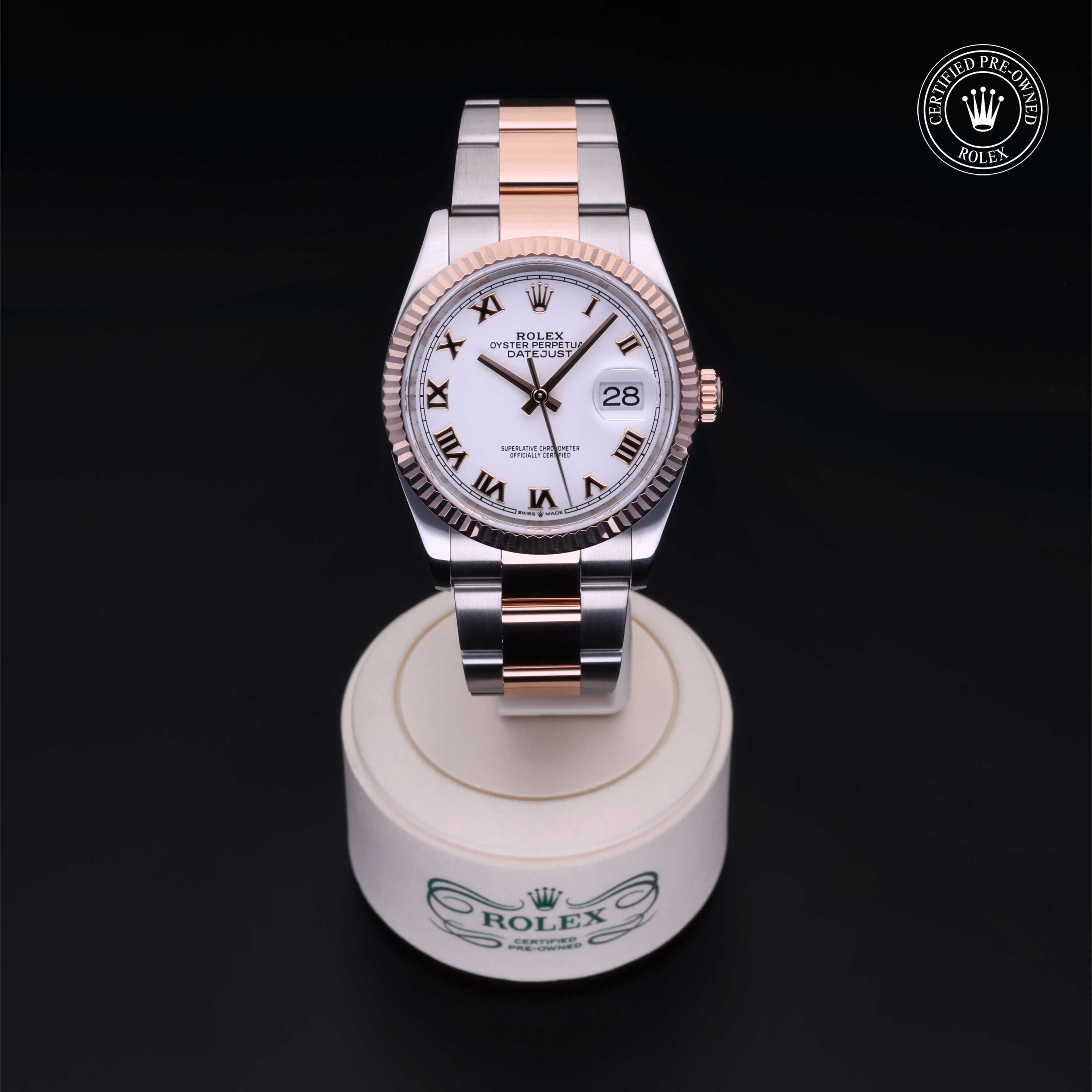 Rolex Certified Pre-owned Datejust M126231-0016 front on black background