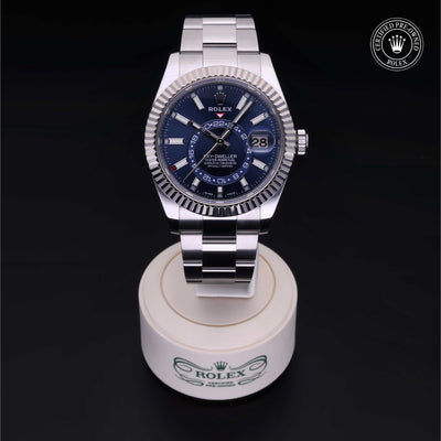 Rolex Certified Pre-owned Sky-Dweller M326934-0003 front on black background