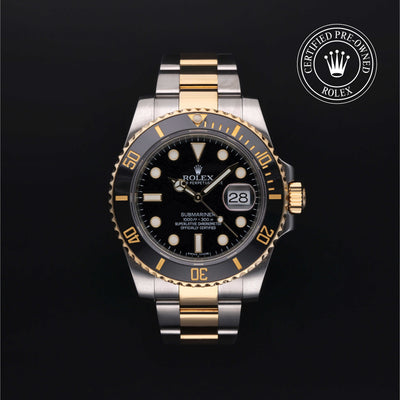 Rolex Certified Pre-owned Submariner M116613LN-0001 front on black background