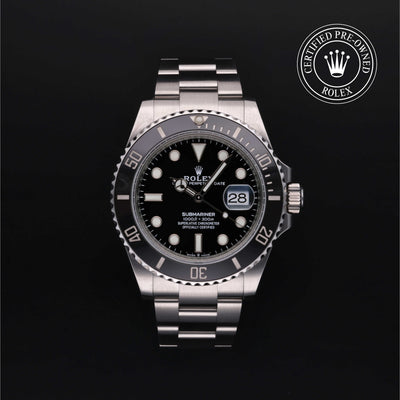 Rolex Certified Pre-owned Submariner M126610LN-0001 front on black background