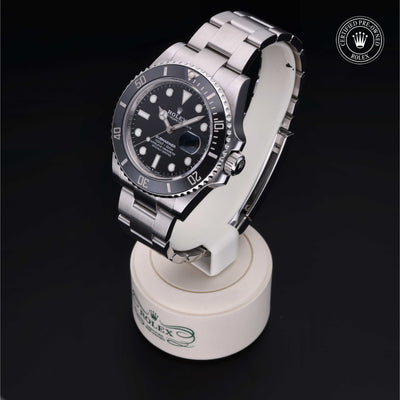 Rolex Certified Pre-owned Submariner M126610LN-0001 front on black background