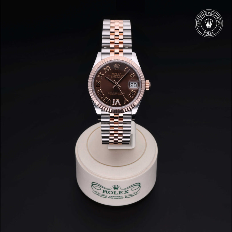 Rolex Certified Pre-owned Lady Datejust M278271-0004 front on black background