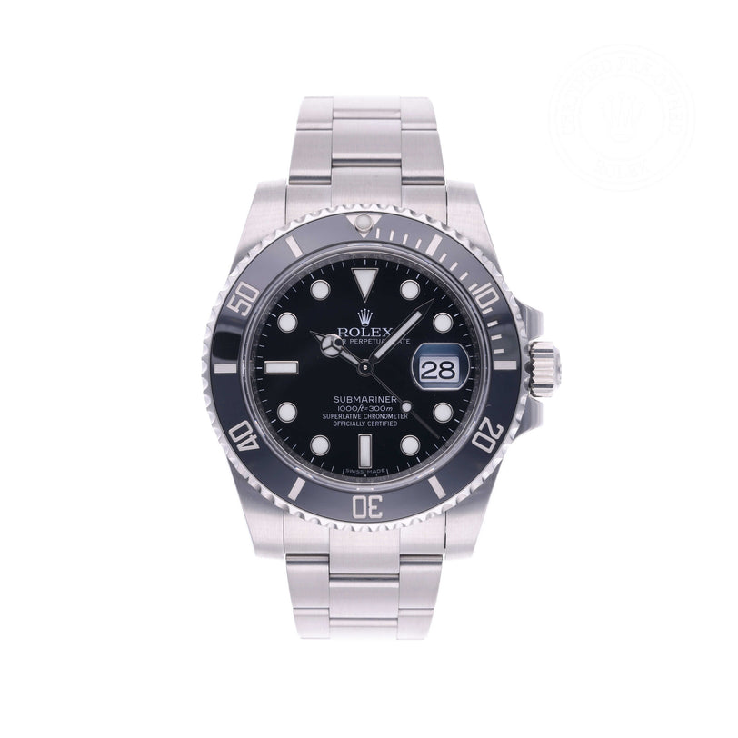 Rolex Certified Pre-owned Submariner Date M116610LN-0001 front on white background
