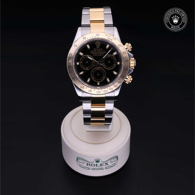 Rolex Certified Pre-owned Daytona M116523-0028 front on black background