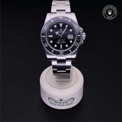 Rolex Certified Pre-owned Submariner M116610LN-0001 front on black background
