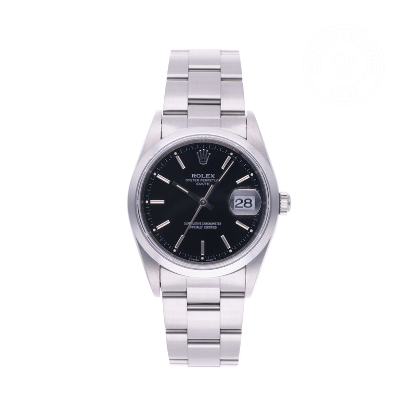 Rolex Certified Pre-owned Date M15200-0009 front on white background