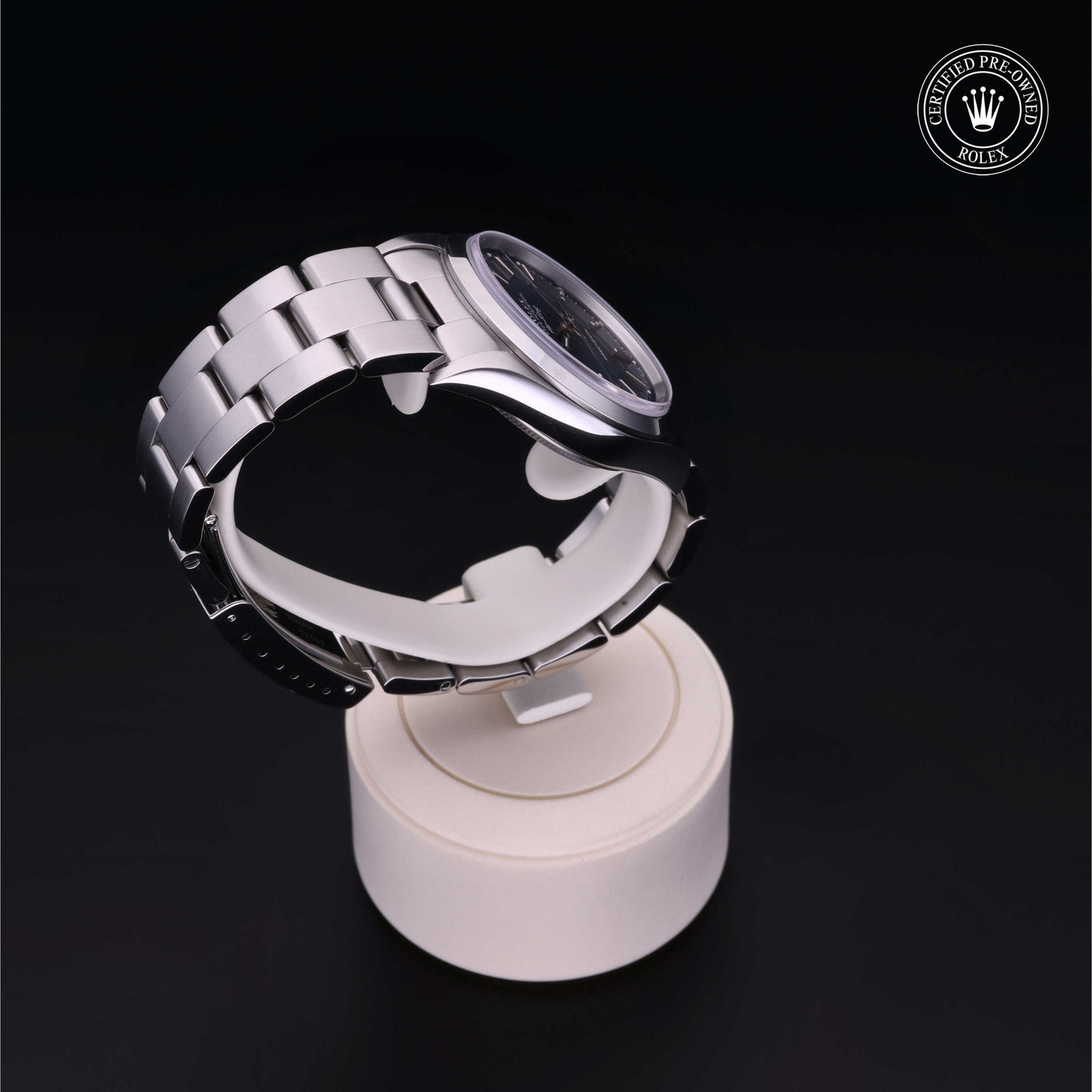 Rolex Certified Pre-owned Air-King M14000-0001 front on black background