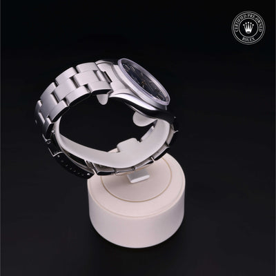 Rolex Certified Pre-owned Air-King M14000-0001 front on black background