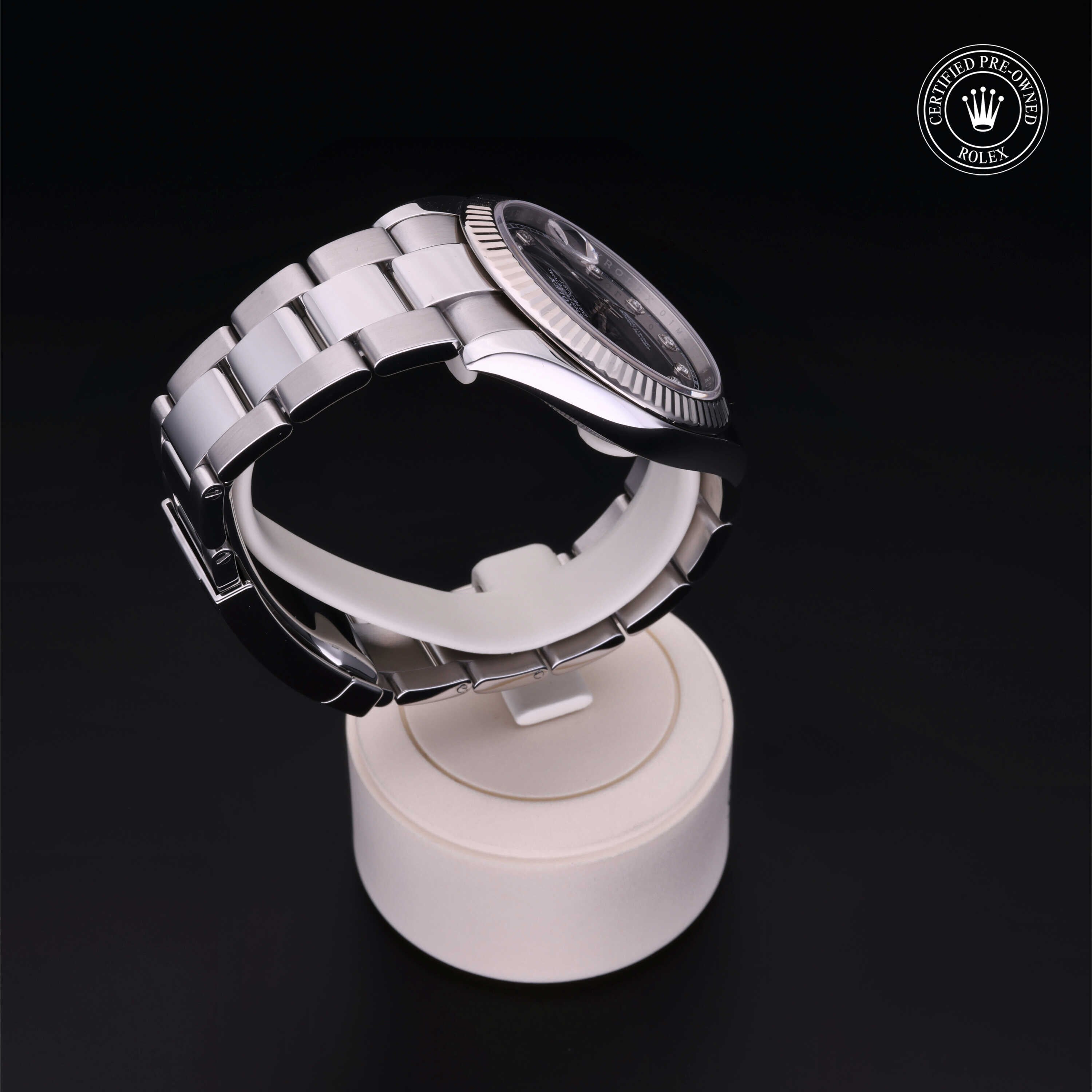 Rolex Certified Pre-owned Datejust M126334-0011 front on black background
