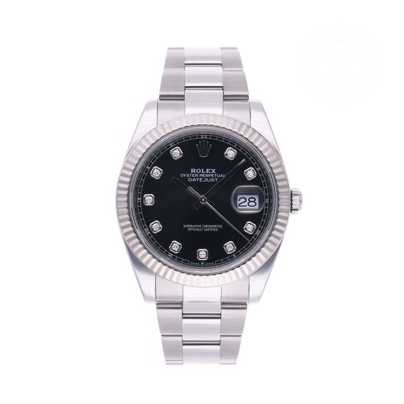 Rolex Certified Pre-owned Datejust M126334-0011 front on white background