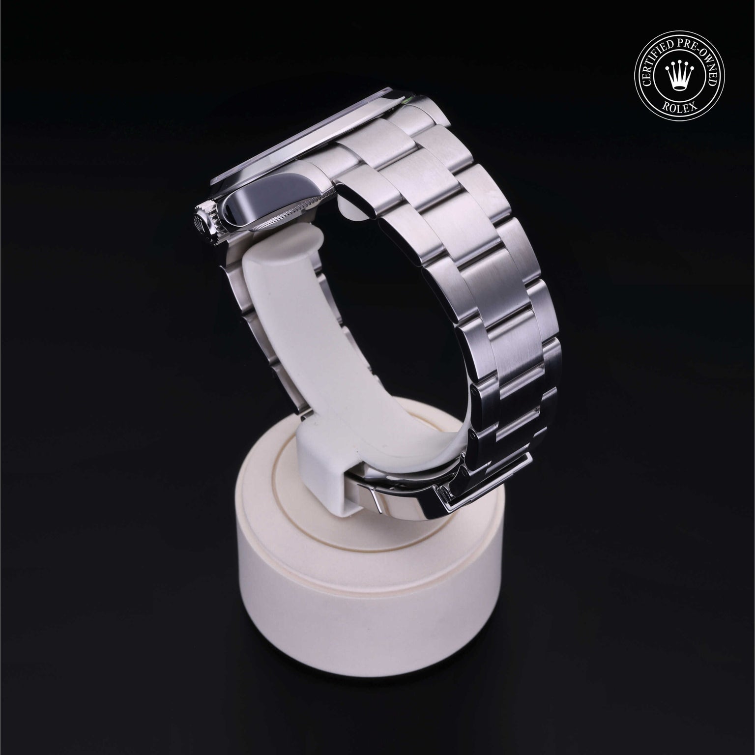 Rolex Certified Pre-owned Air-King M126900-0001 front on black background