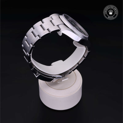 Rolex Certified Pre-owned Air-King M126900-0001 front on black background