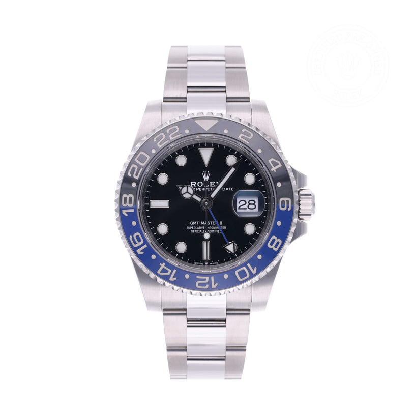 Rolex Certified Pre-owned GMT M126710BLNR-0003 front on white background