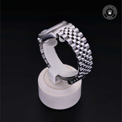 Rolex Certified Pre-owned Datejust M16234-0060 front on black background