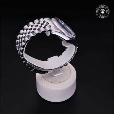 Rolex Certified Pre-owned Datejust M16234-0060 front on black background