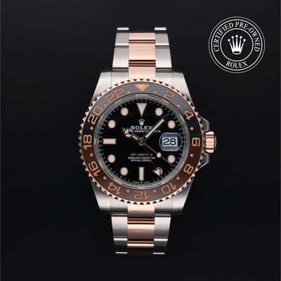 Rolex Certified Pre-owned GMT M126711CHNR-0002 front on black background