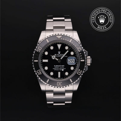 Rolex Certified Pre-owned Submariner M126610LN-0001 front on black background