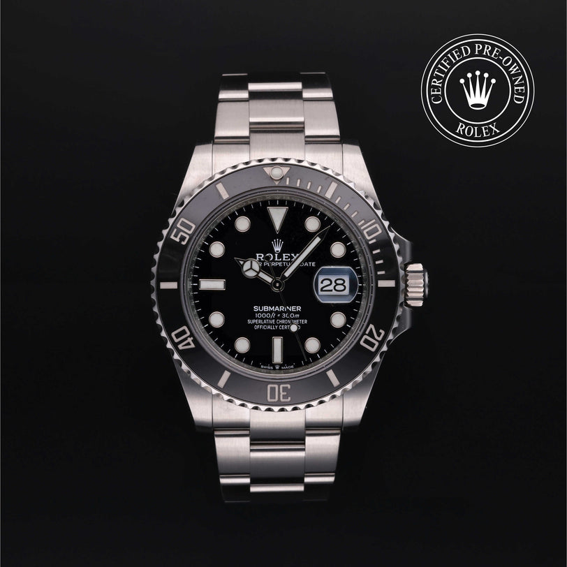 Rolex Certified Pre-owned Submariner M126610LN-0001 front on black background
