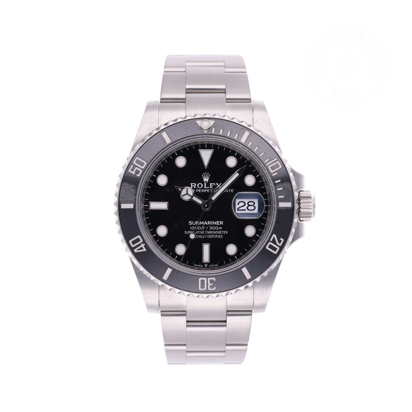 Rolex Certified Pre-owned Submariner M126610LN-0001 front on white background