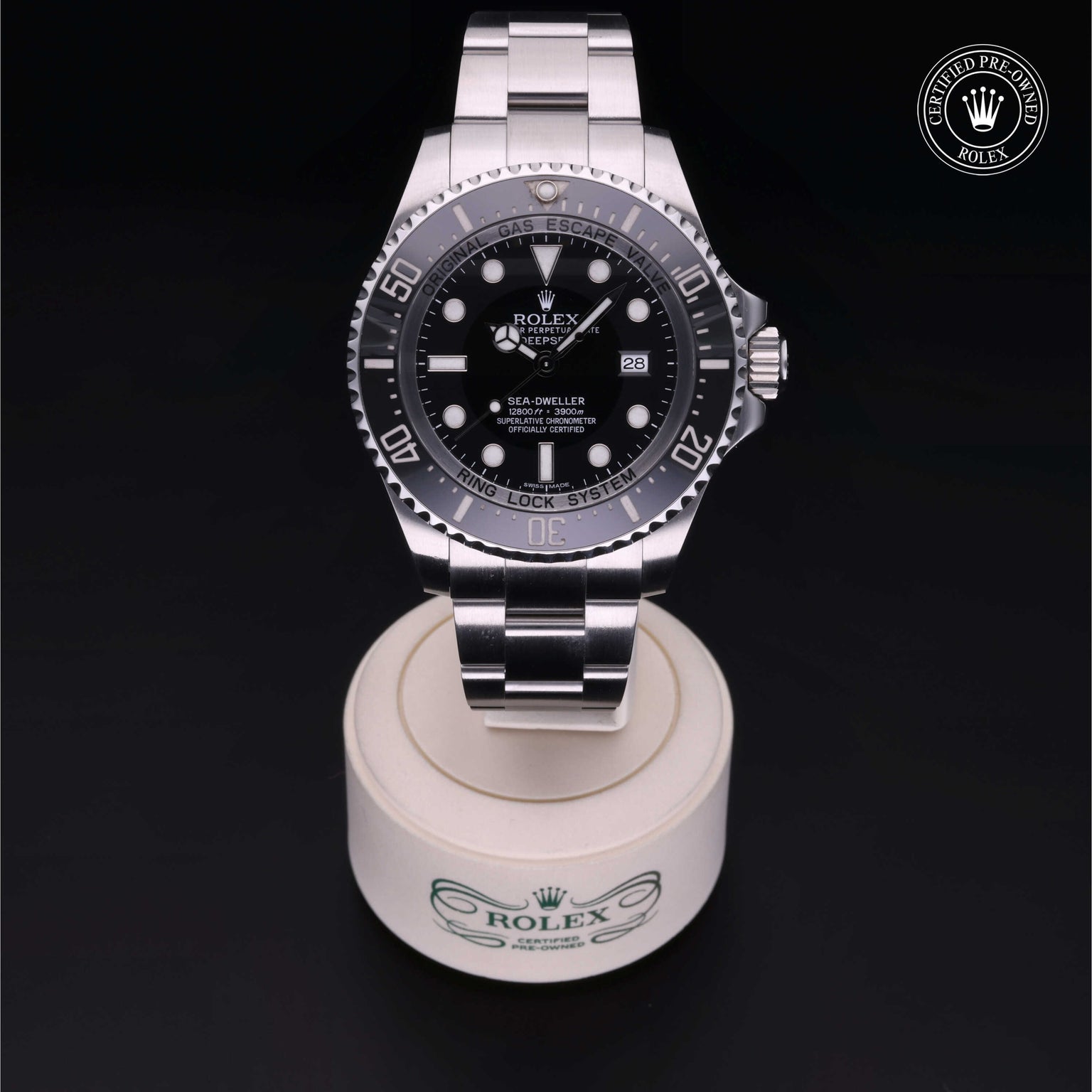 Rolex Certified Pre-owned Sea-Dweller M116660-0001 front on black background