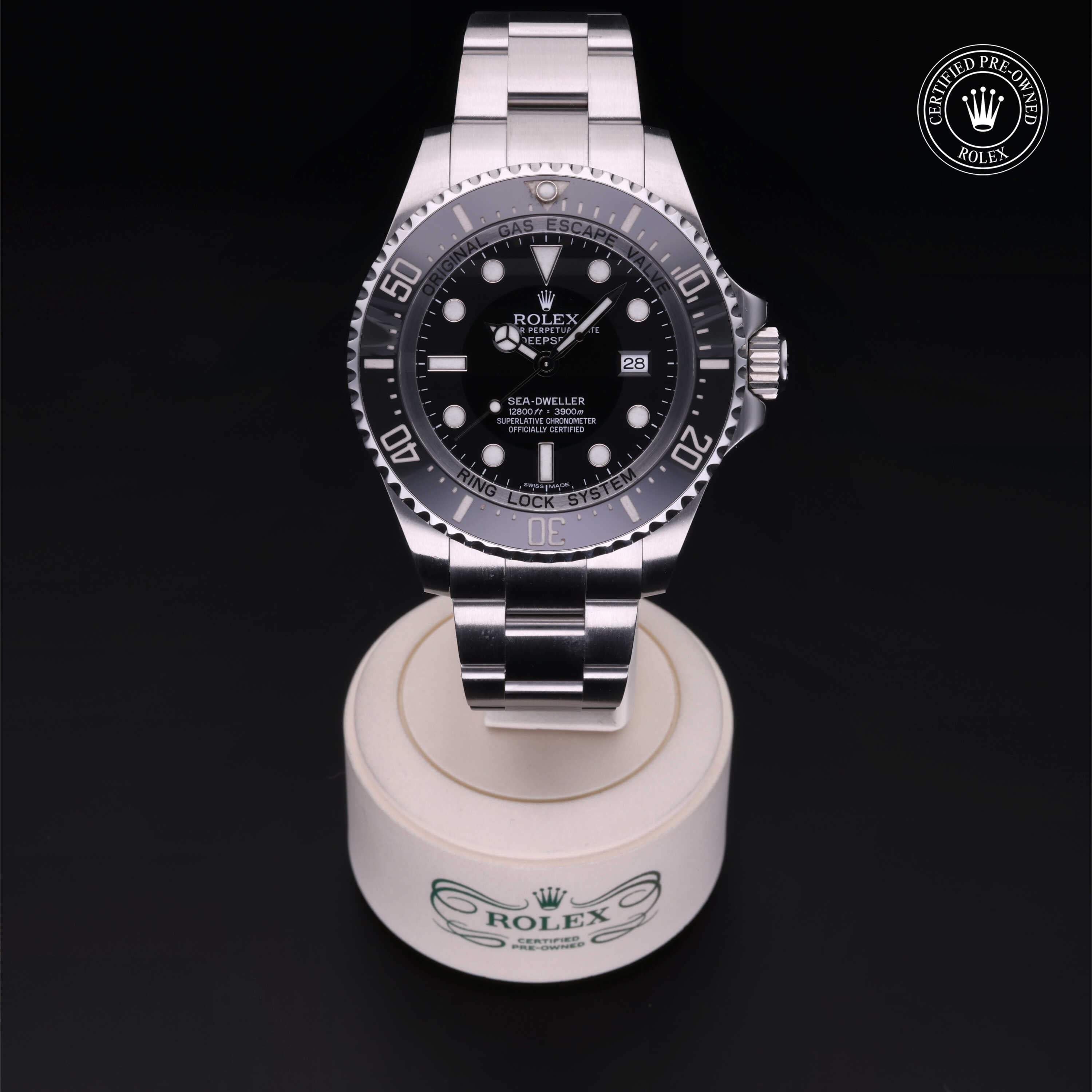 Rolex Certified Pre-owned Sea-Dweller M116660-0001 front on black background