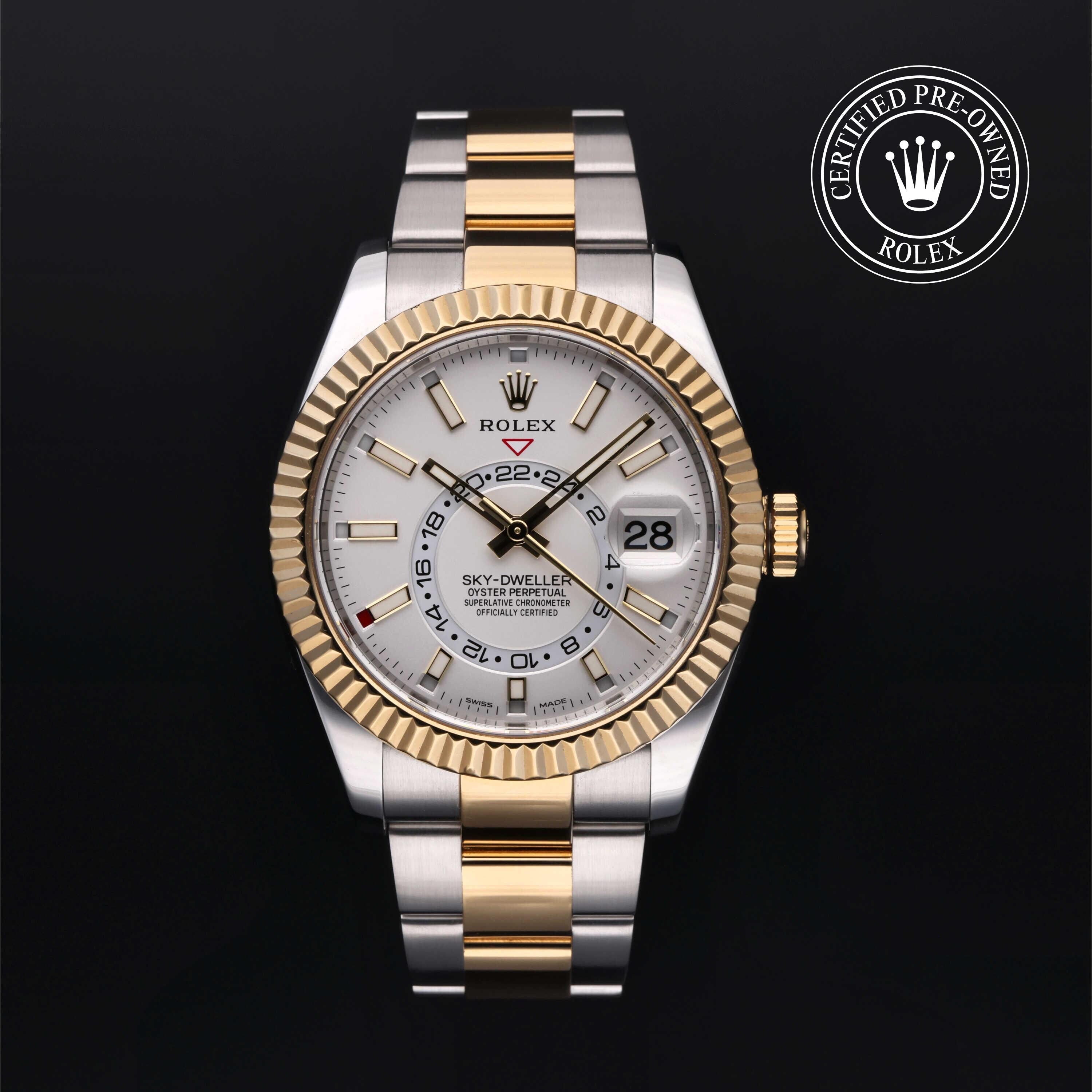 Rolex CPO Sky-Dweller M326933 front on white background