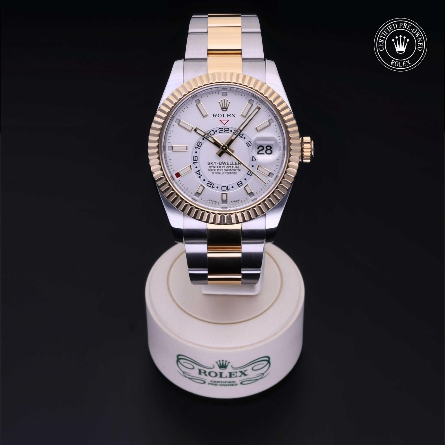 Rolex CPO Sky-Dweller M326933 front on white background