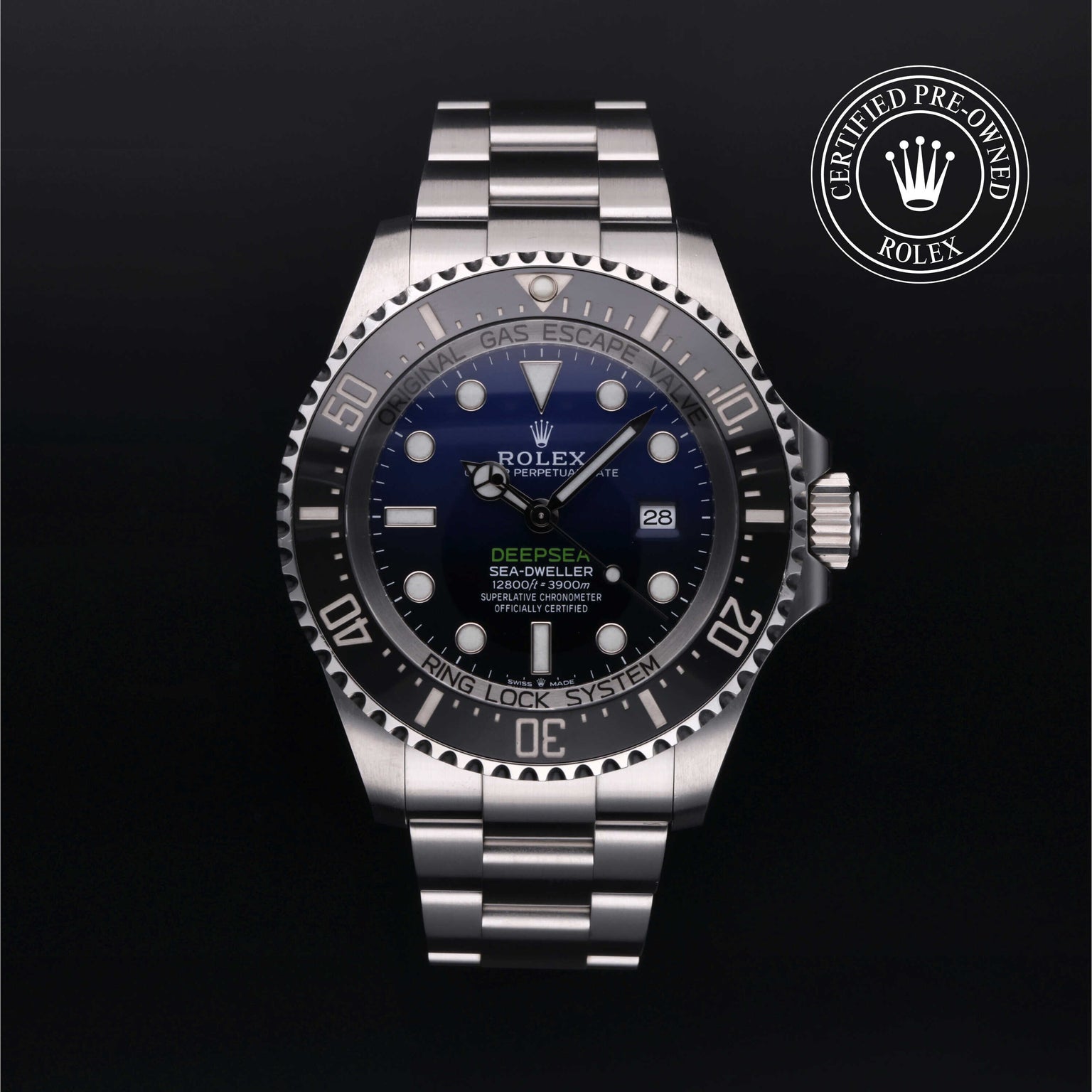 Rolex Certified Pre-owned Sea-Dweller M126660-0002 front on black background