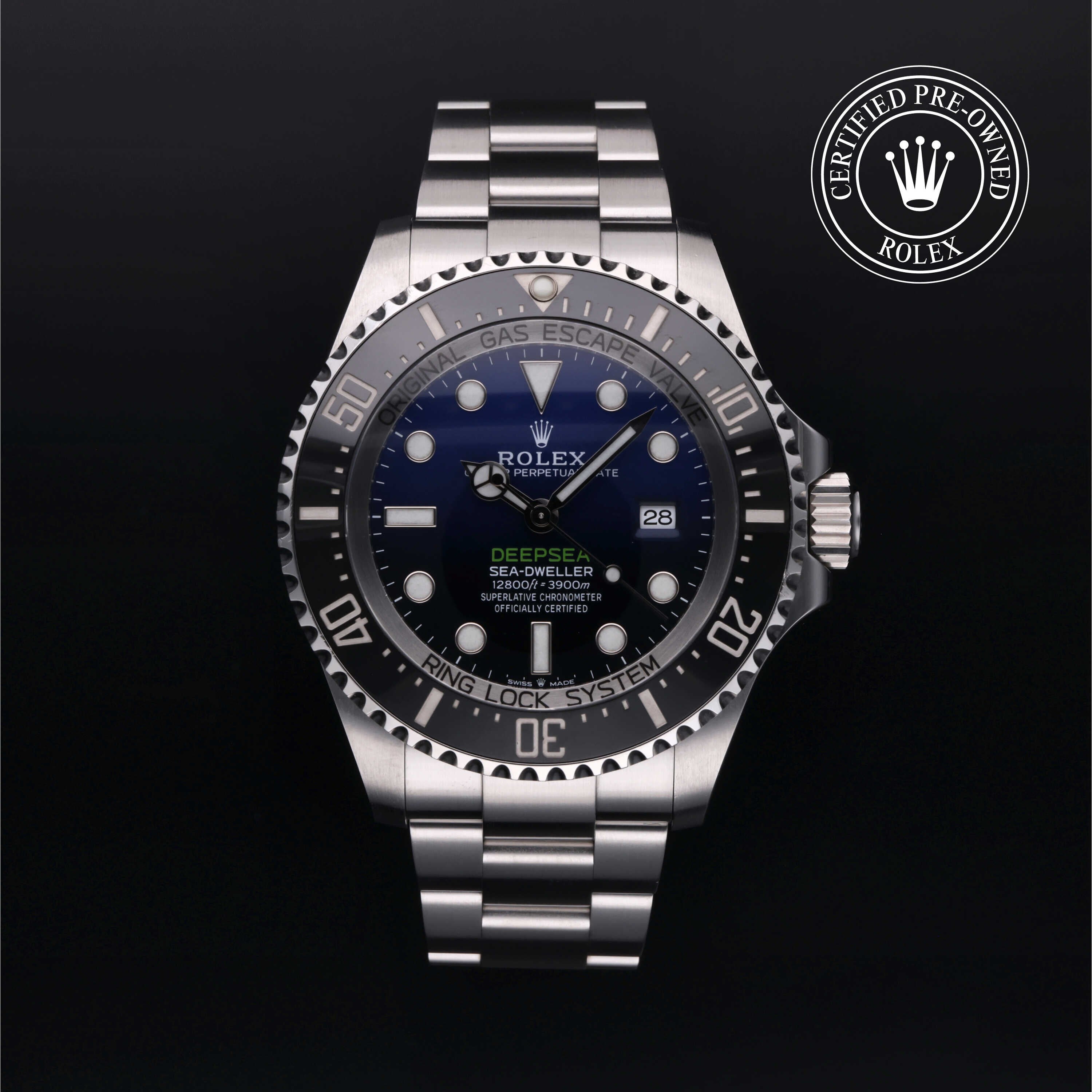 Rolex Certified Pre-owned Sea-Dweller M126660-0002 front on black background