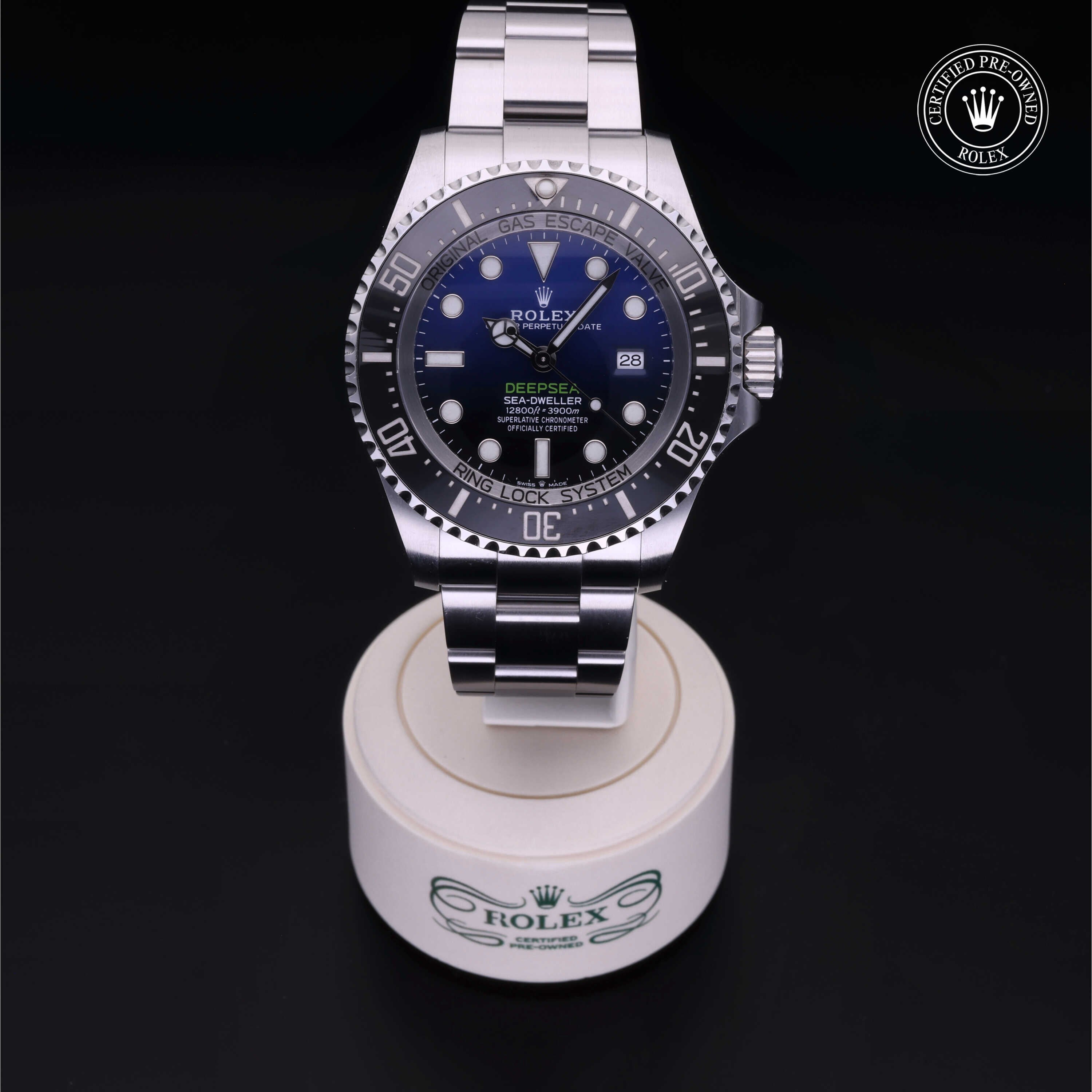 Rolex Certified Pre-owned Sea-Dweller M126660-0002 front on black background