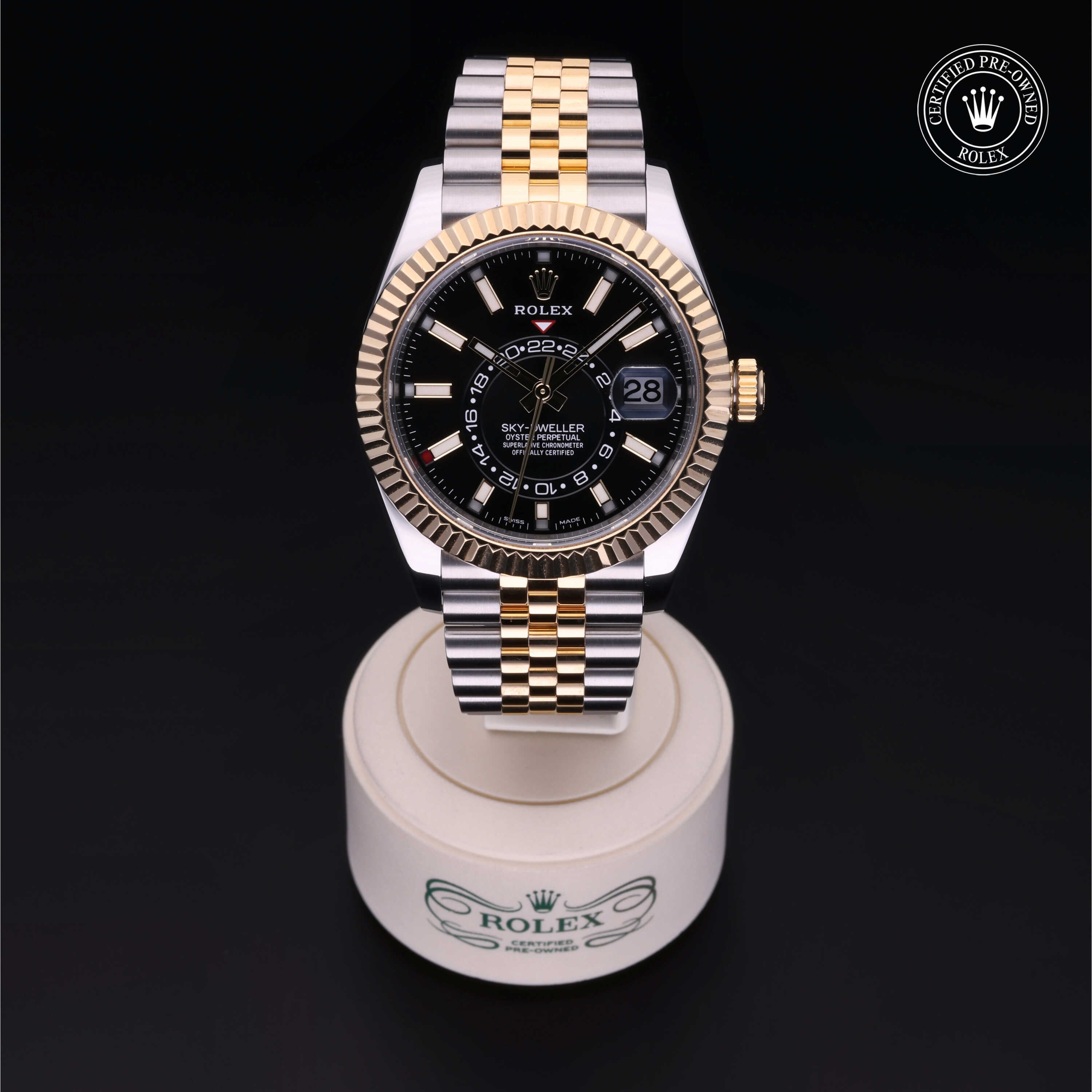 Rolex Certified Pre-owned Sky-Dweller M326933-0005 front on black background