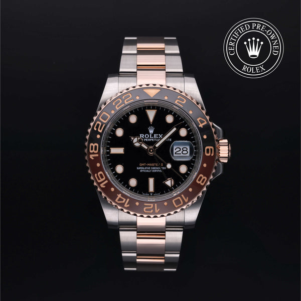 Rolex Certified Pre-owned GMT M126711CHNR-0002 front on black background