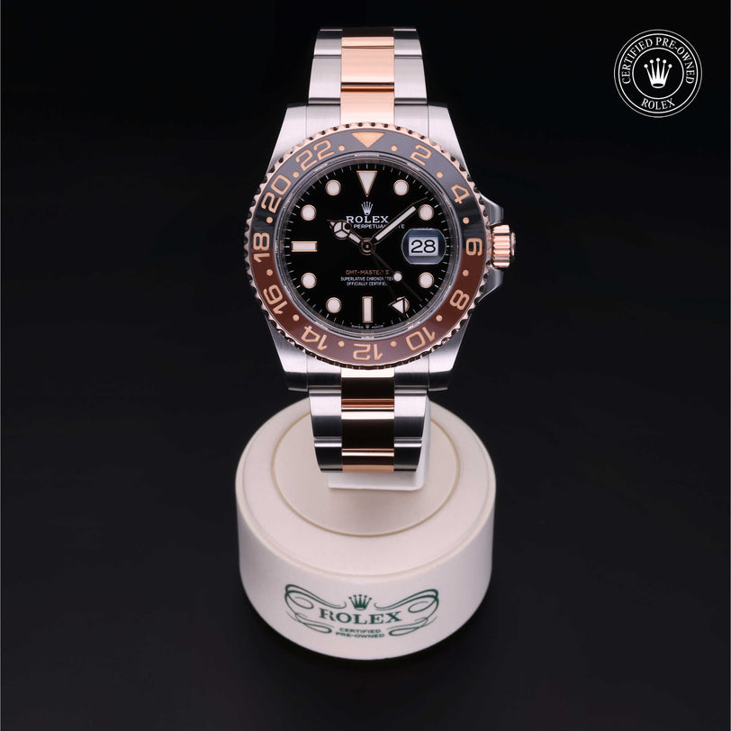 Rolex Certified Pre-owned GMT M126711CHNR-0002 front on black background