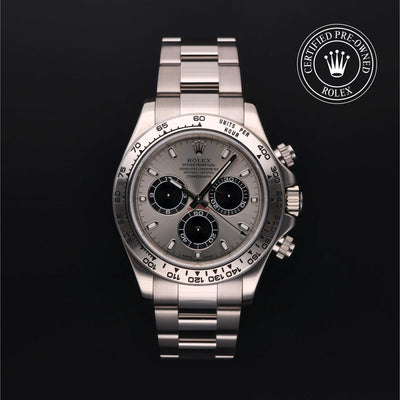 Rolex Certified Pre-owned Daytona M116509-0072 front on black background