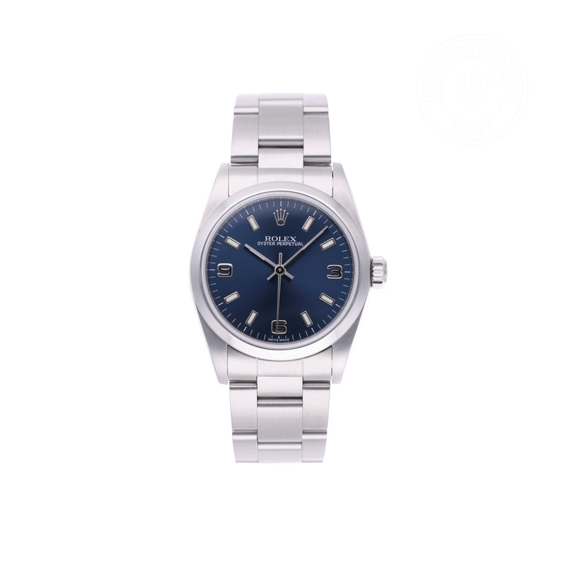 Rolex Certified Pre-owned Oyster Perpetual M77080-0028 front on white background