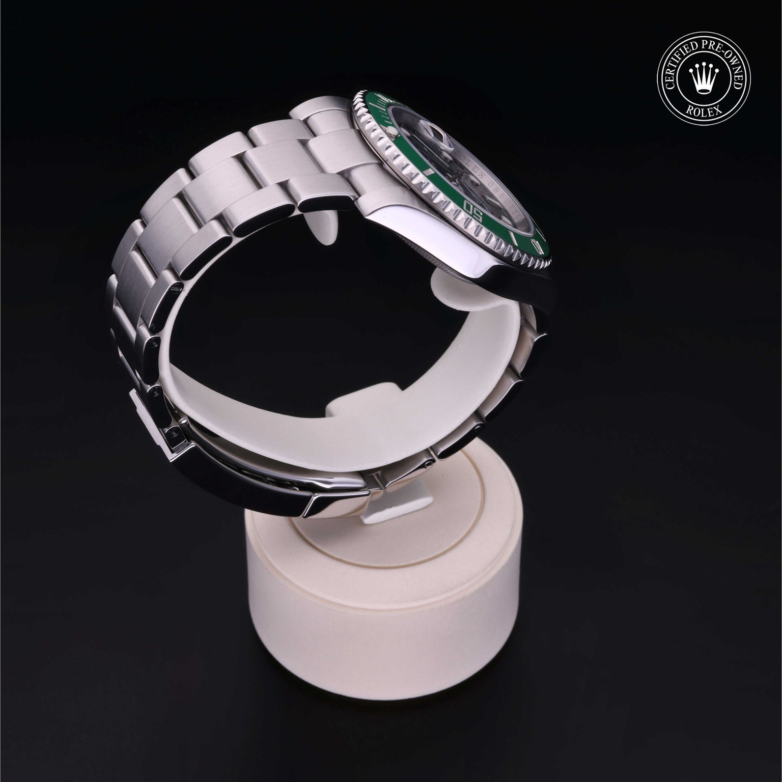 Rolex Certified Pre-owned Submariner M116610LV-0002 front on black background