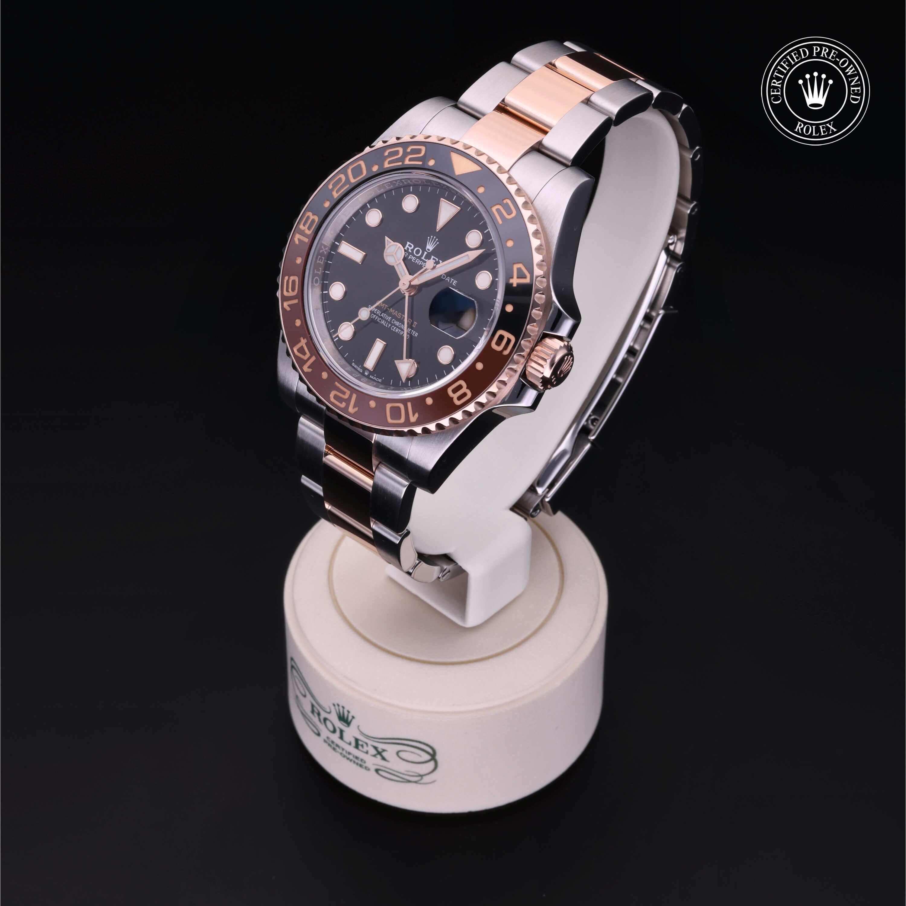 Rolex Certified Pre-owned GMT M126711CHNR-0002 front on black background