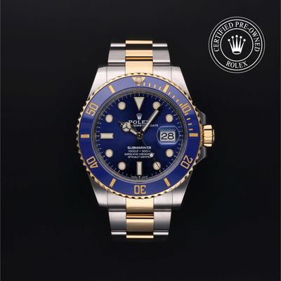 Rolex Certified Pre-owned Submariner M126613LB-0002 front on black background