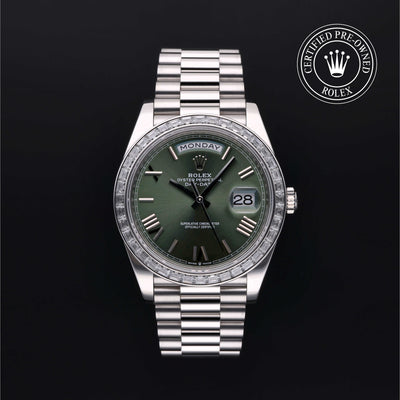 Rolex Certified Pre-owned Day-date M228396TBR-0020 front on black background