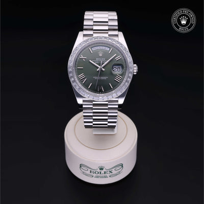 Rolex Certified Pre-owned Day-date M228396TBR-0020 front on black background