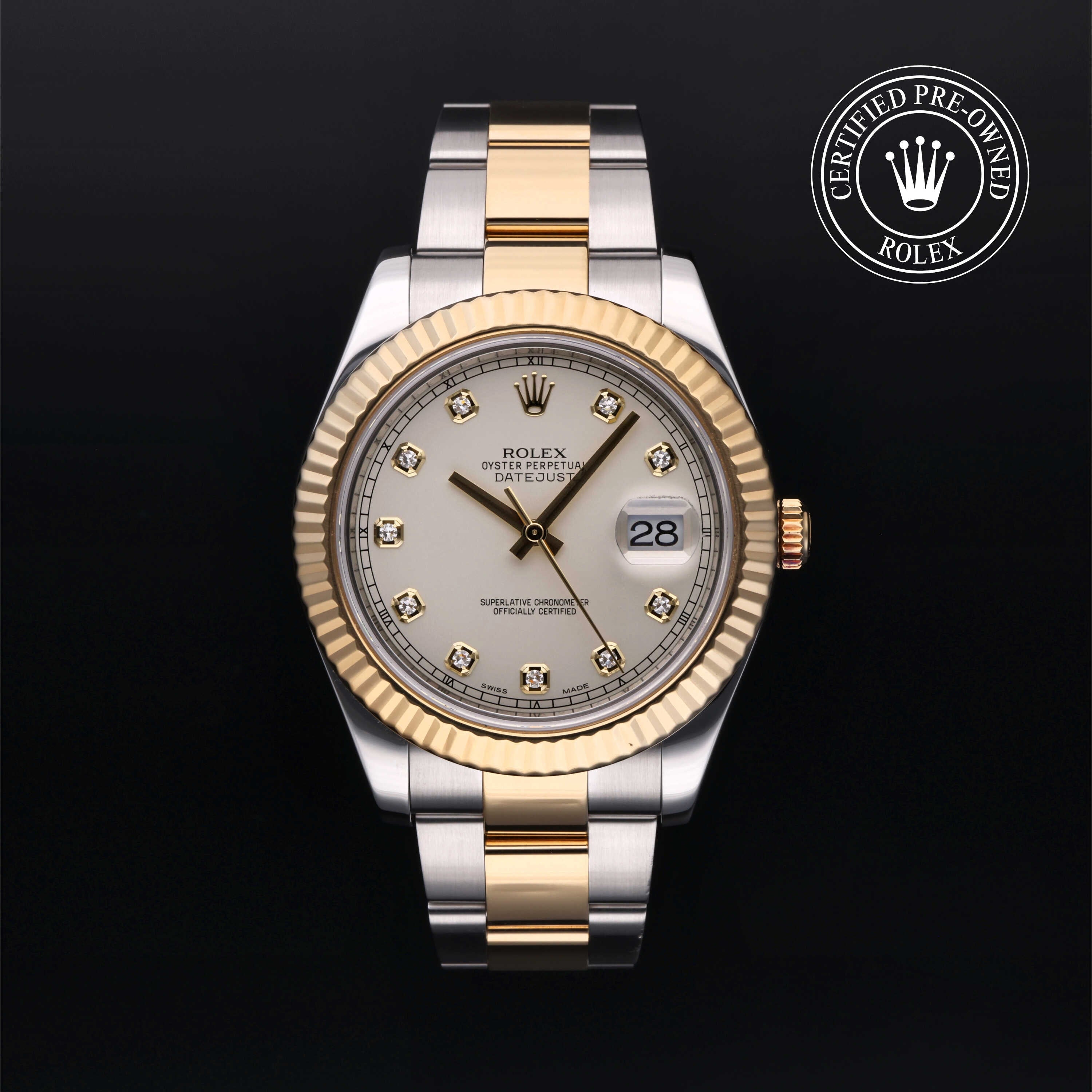 Rolex Certified Pre-owned Datejust M116333-0008 front on black background