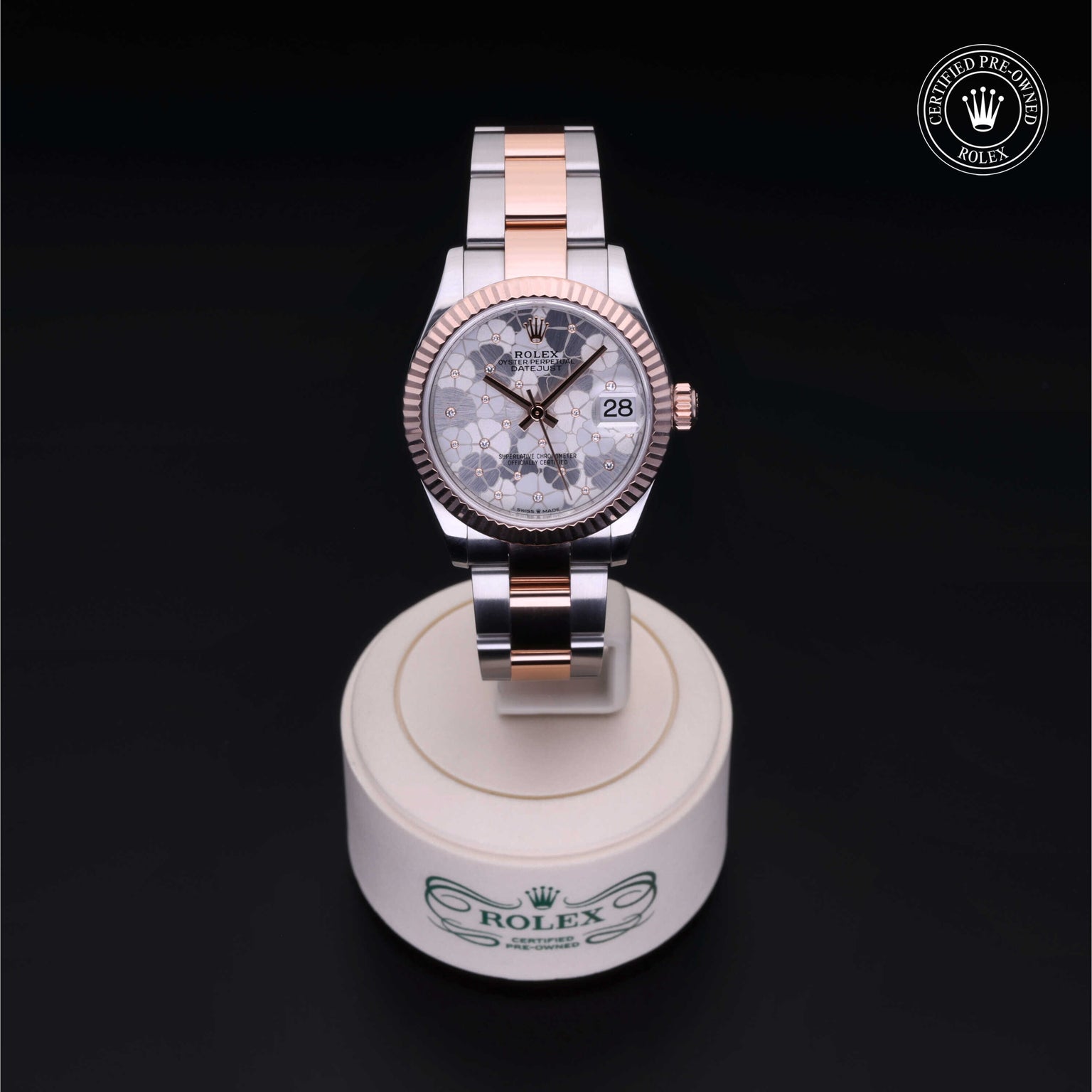 Rolex Certified Pre-owned Lady Datejust M278271-0028 front on black background
